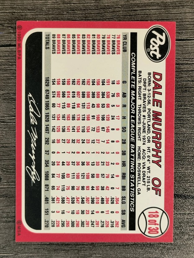1990 Post #18 Dale Murphy