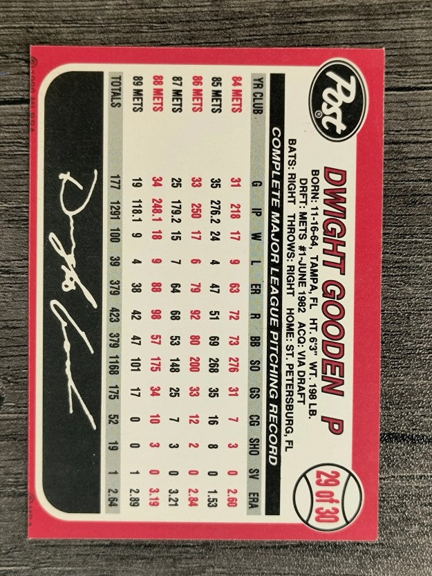 1990 Post #29 Dwight Gooden