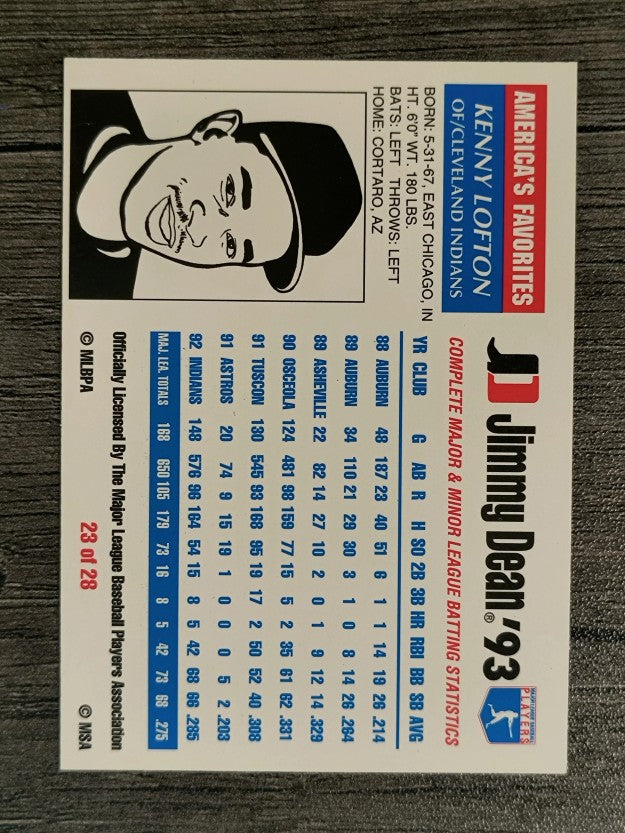 1993 Jimmy Dean #23 Kenny Lofton
