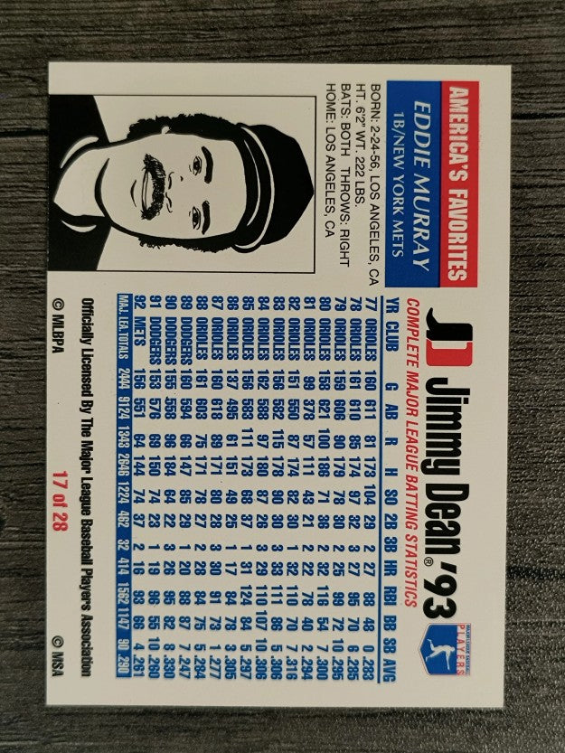 1993 Jimmy Dean #17 Eddie Murray