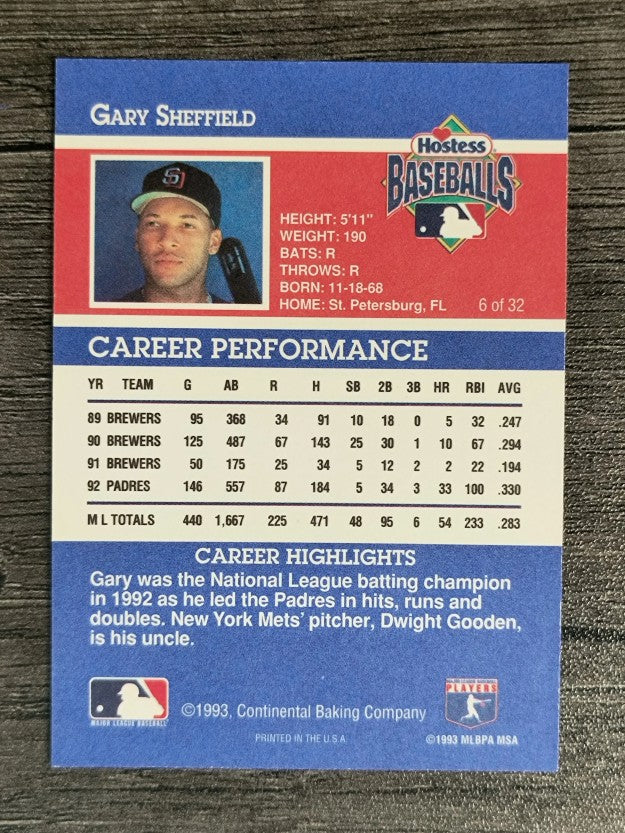 1993 Hostess #6 Gary Sheffield