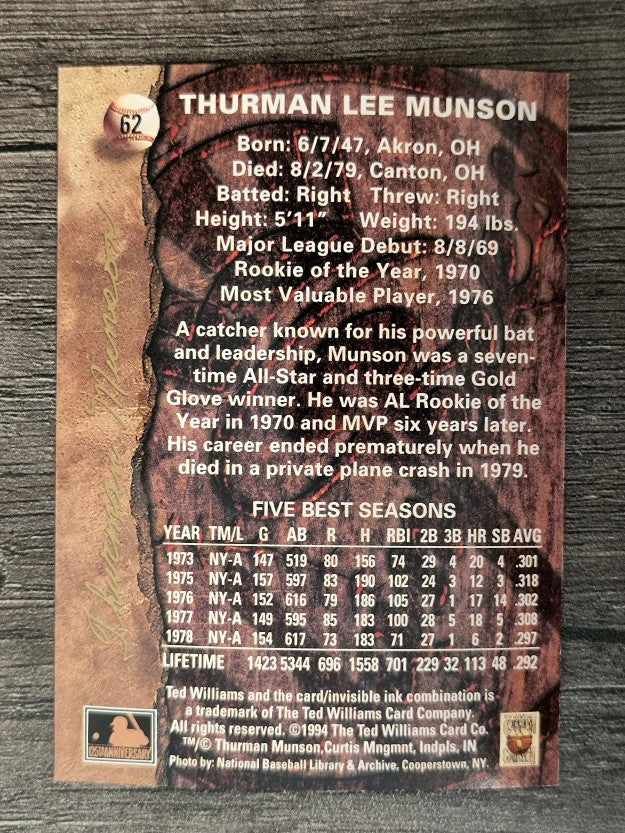 1994 Ted Williams #62 Thurman Munson