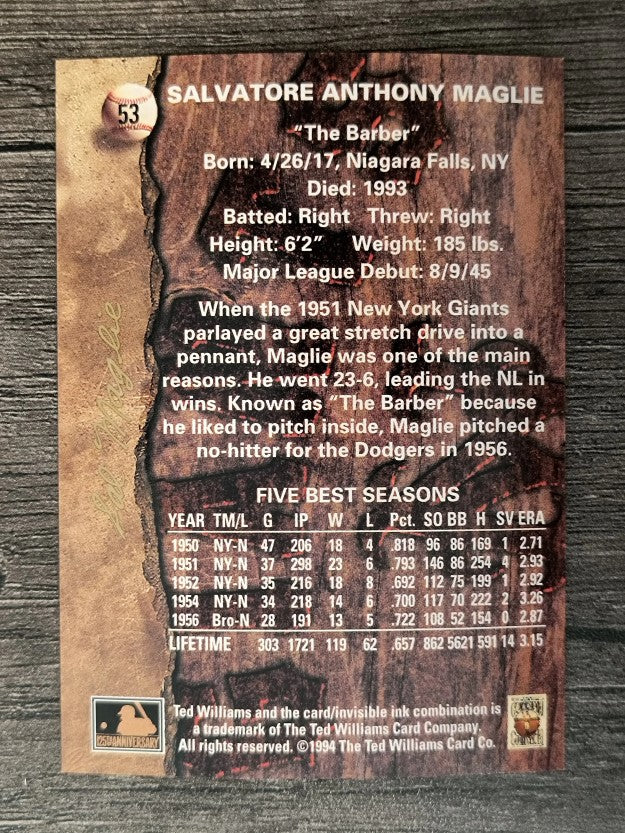 1994 Ted Williams #53 Sal Maglie