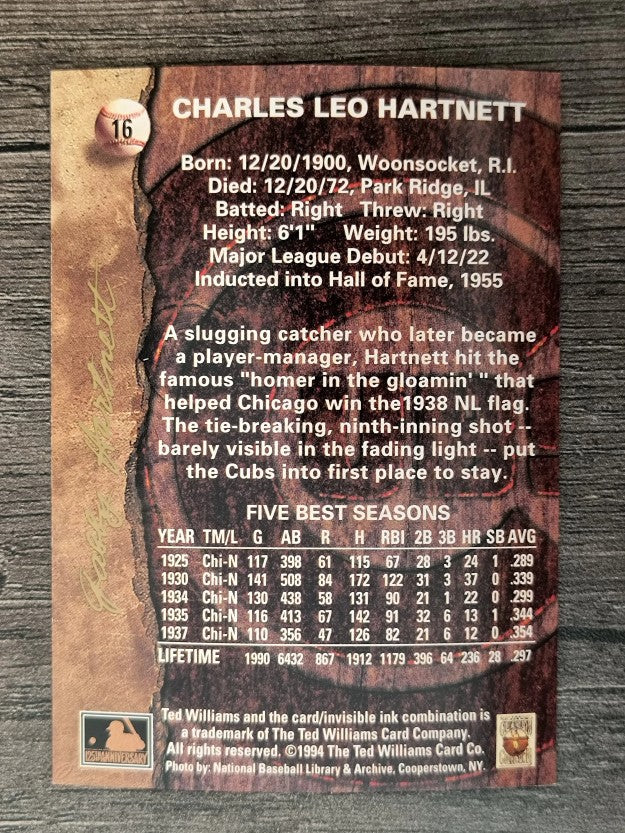 1994 Ted Williams #16 Gabby Hartnett