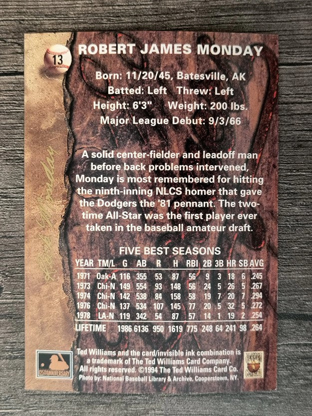 1994 Ted Williams #13 Rick Monday