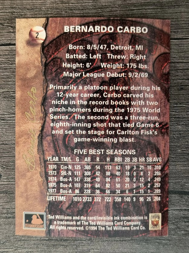 1994 Ted Williams #2 Bernie Carbo