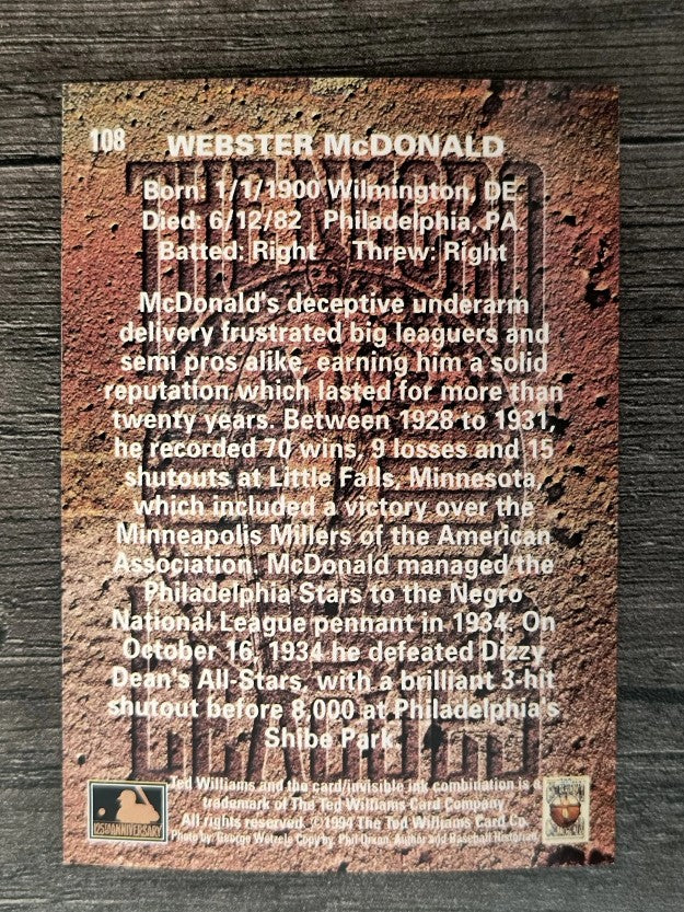 1994 Ted Williams #108 Webster McDonald