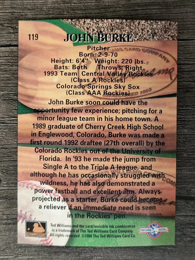 1994 Ted Williams #119 John Burke