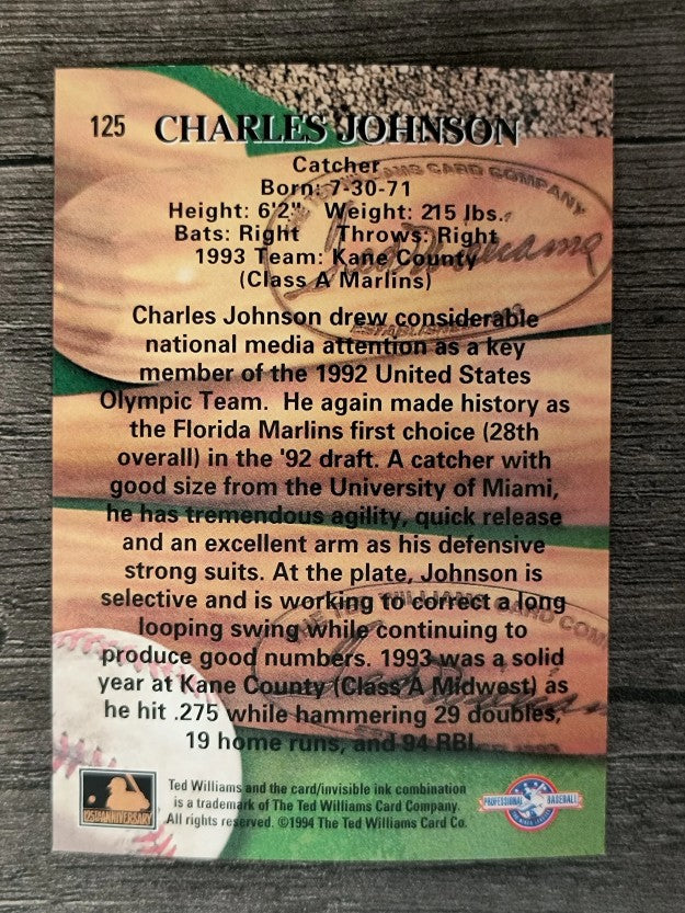 1994 Ted Williams #125 Charles Johnson