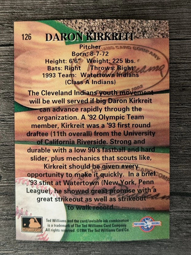1994 Ted Williams #126 Daron Kirkreit