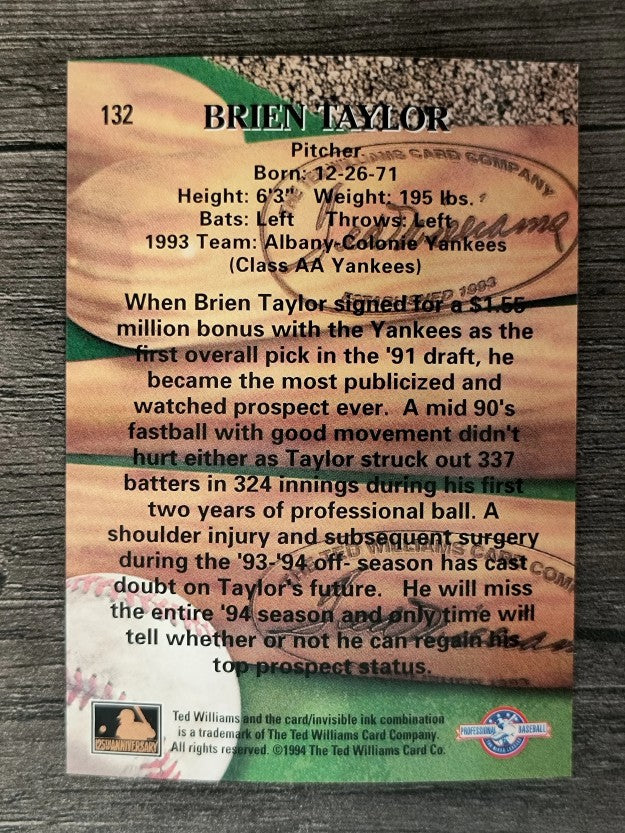 1994 Ted Williams #132 Brien Taylor