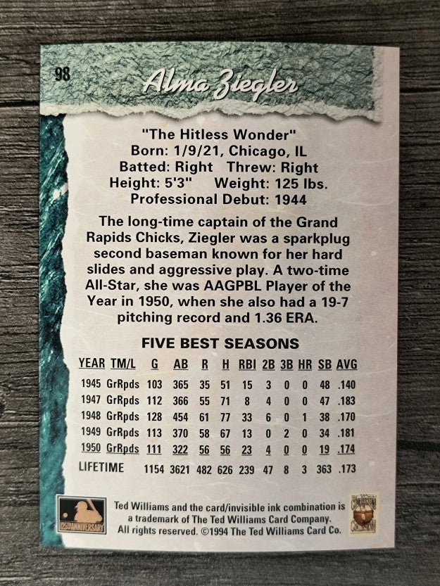 1994 Ted Williams #98 Alma Ziegler