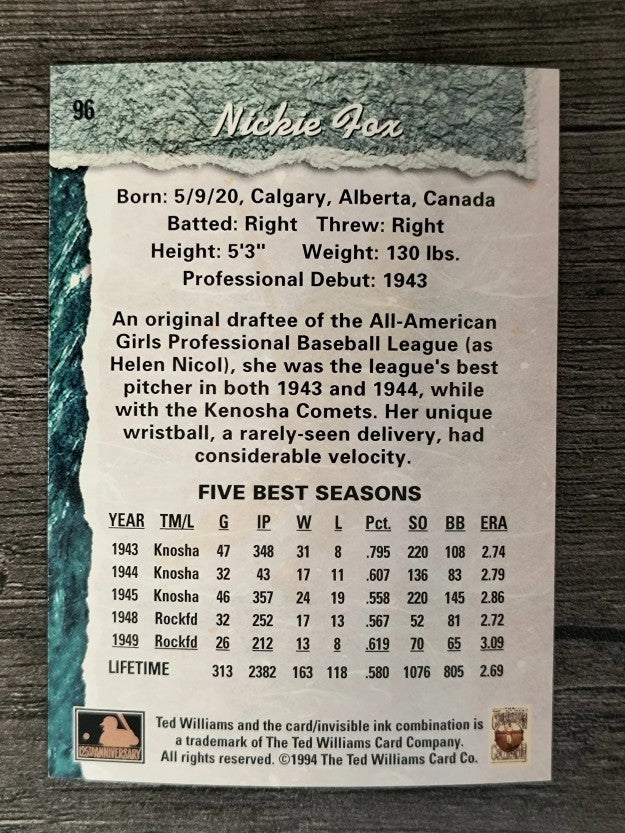 1994 Ted Williams #96 Nickie Fox