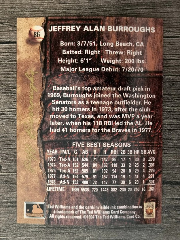 1994 Ted Williams #86 Jeff Burroughs