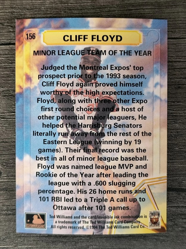 1994 Ted Williams #156 Cliff Floyd/Minor League Team/of the Year