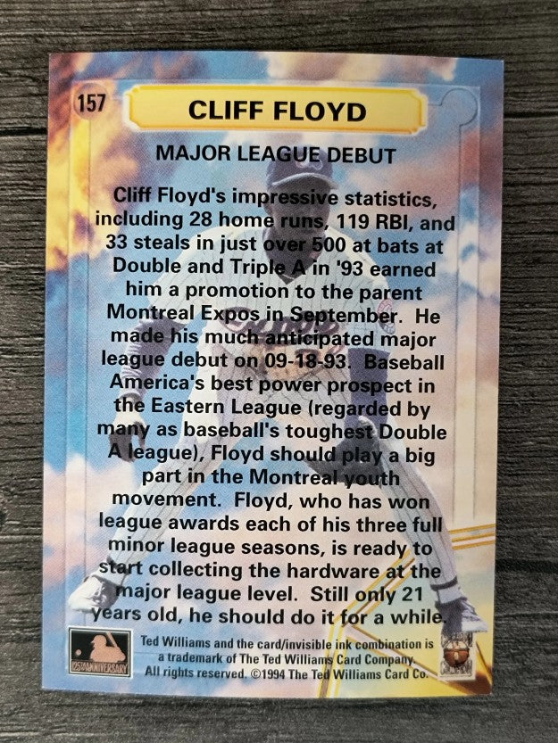 1994 Ted Williams #157 Cliff Floyd/Major League Debut