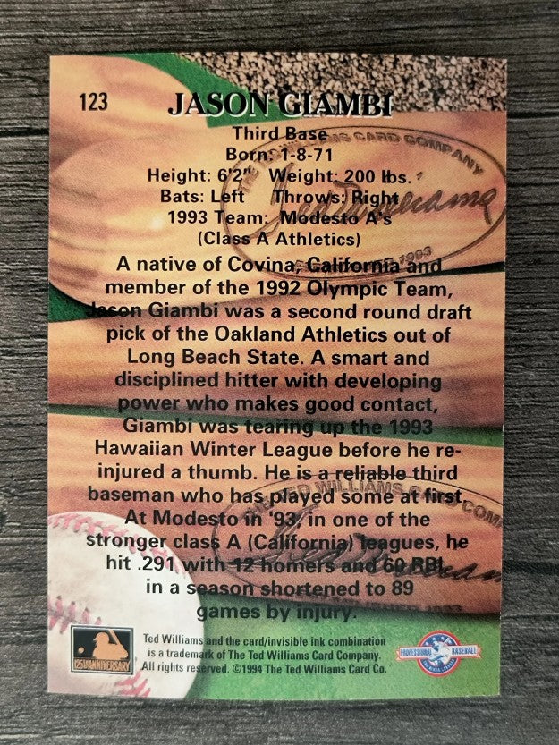 1994 Ted Williams #123 Jason Giambi