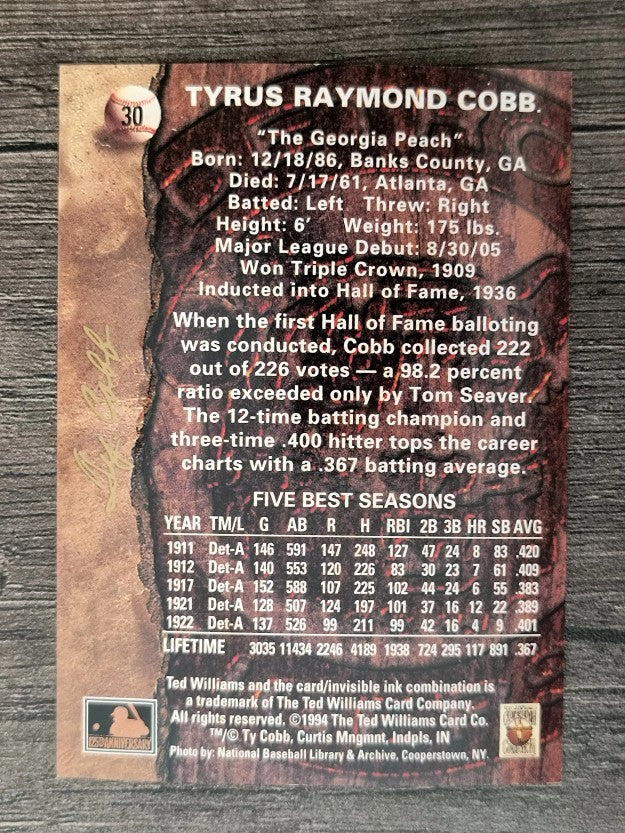 1994 Ted Williams #30 Ty Cobb