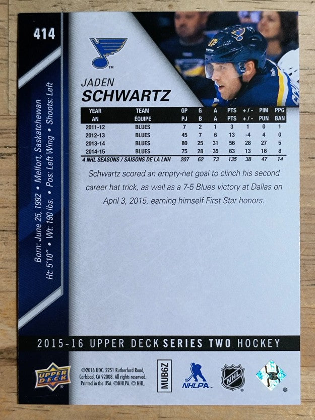 2015-16 Upper Deck #414 Jaden Schwartz