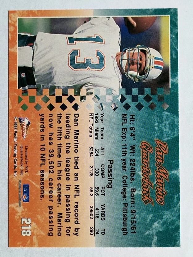 1993 Pacific #218 Dan Marino