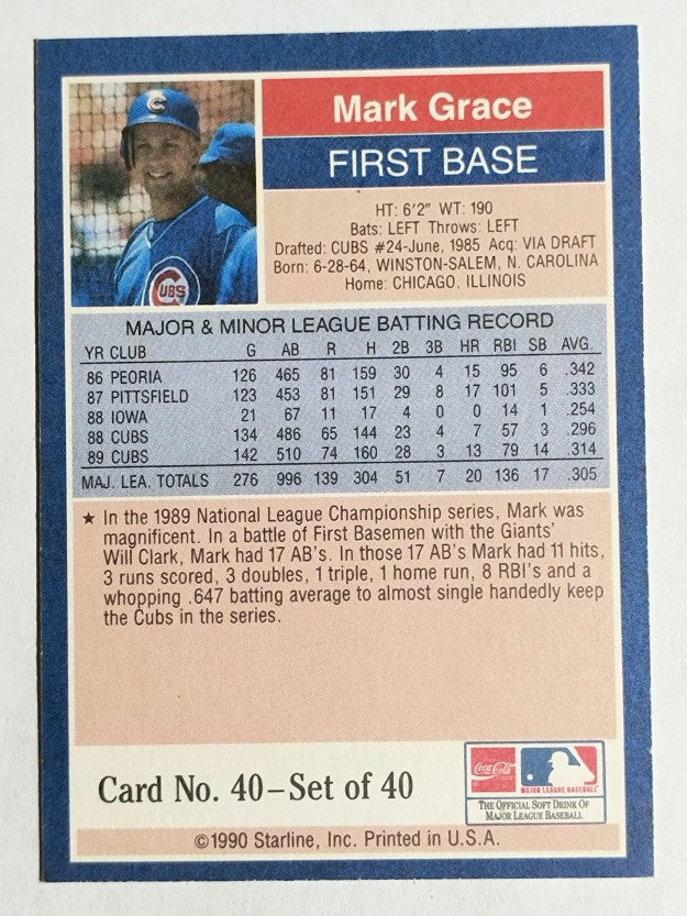 1990 Starline Long John Silver #40 Mark Grace