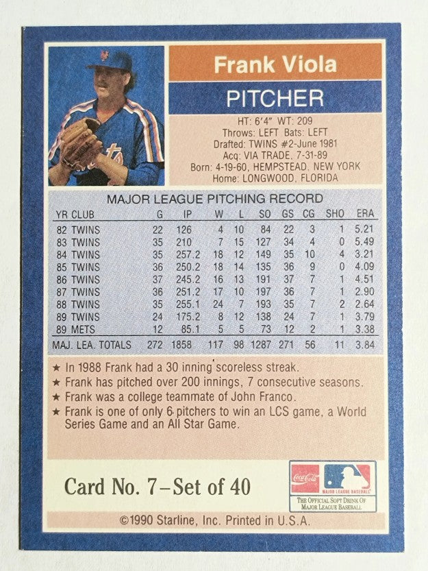 1990 Starline Long John Silver #7 Frank Viola