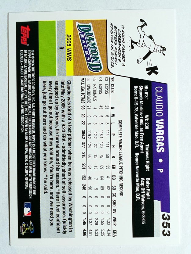 2006 Topps #353 Claudio Vargas