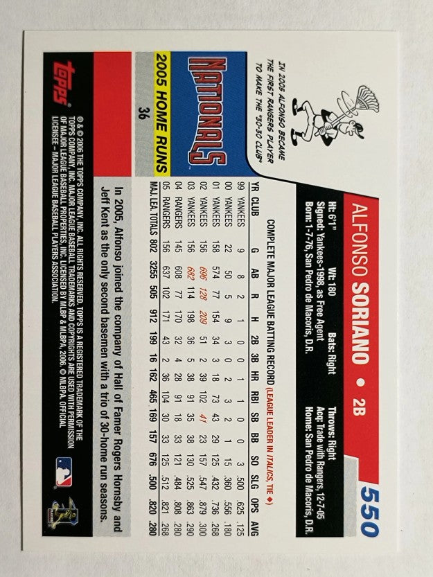 2006 Topps #550 Alfonso Soriano