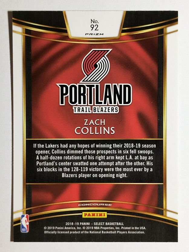 2018-19 Select Prizms Tri Color #92 Zach Collins