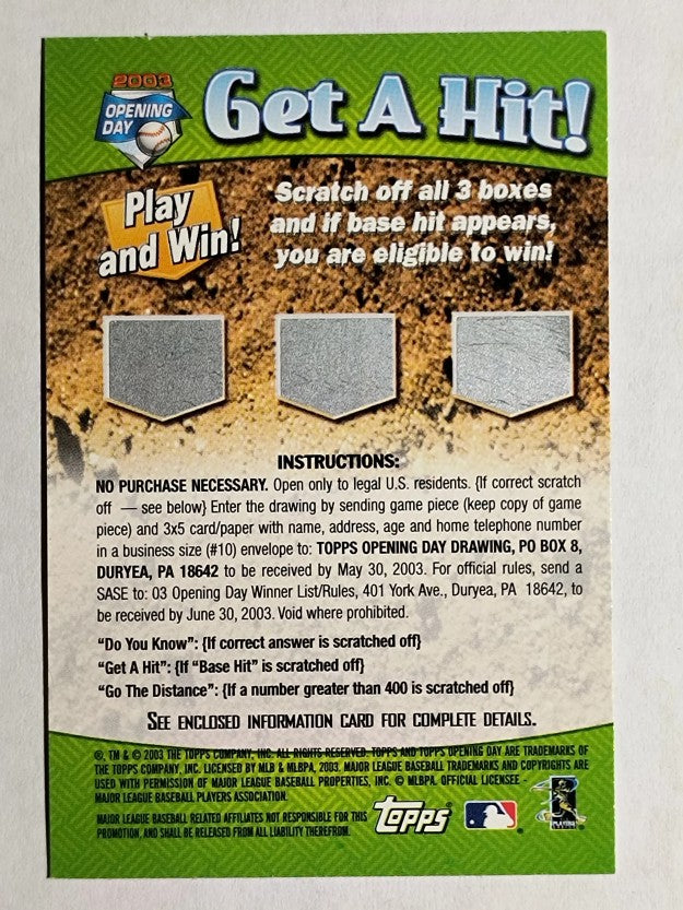 2003 Topps Opening Day Stickers #5 Josh Beckett