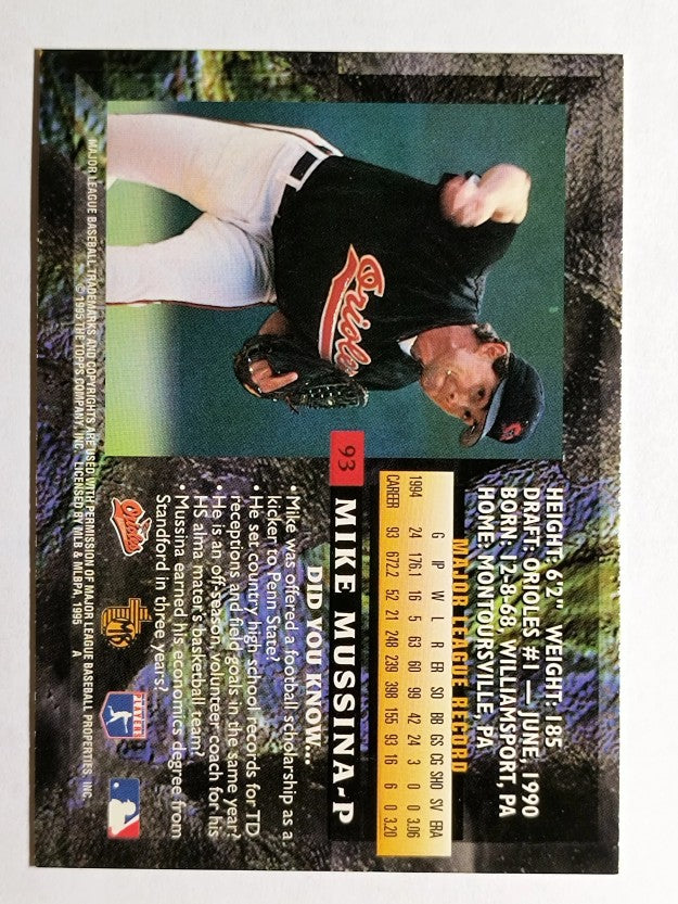 1995 Topps Embossed #93 Mike Mussina