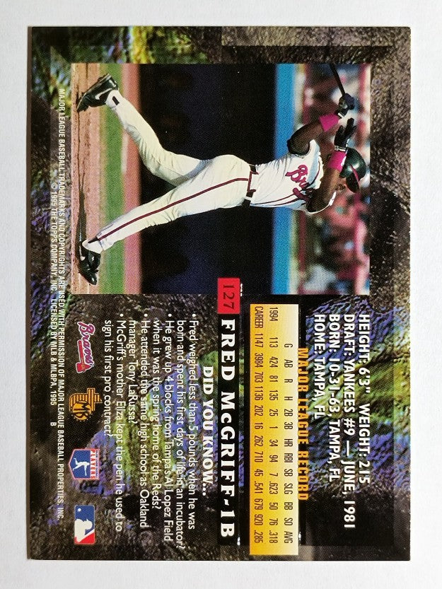 1995 Topps Embossed #127 Fred McGriff
