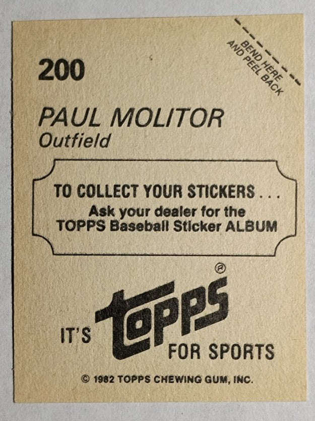 1982 Topps Stickers #200 Paul Molitor