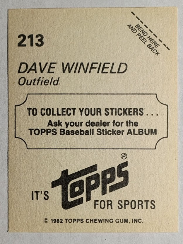 1982 Topps Stickers #213 Dave Winfield