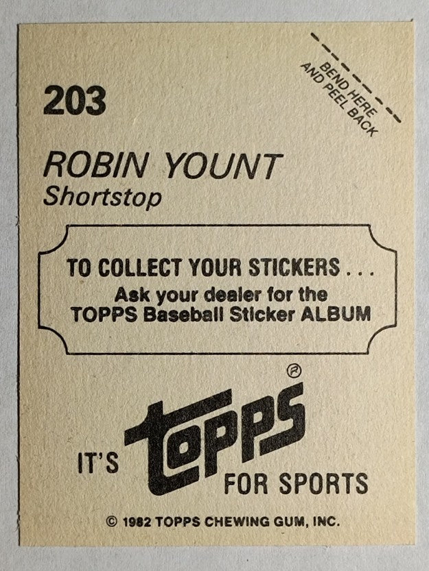 1982 Topps Stickers #203 Robin Yount
