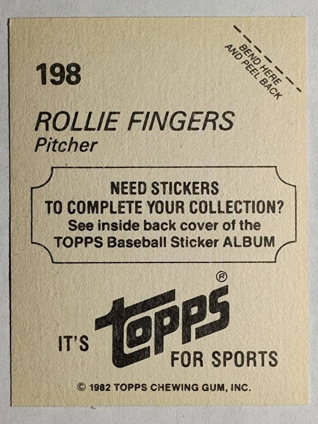 1982 Topps Stickers #198 Rollie Fingers