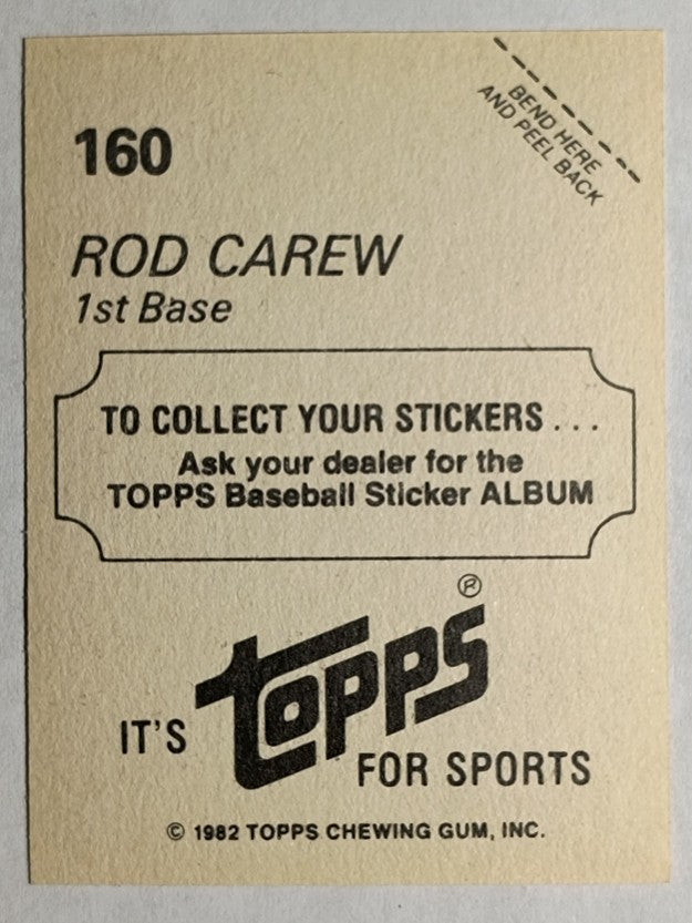 1982 Topps Stickers #160 Rod Carew