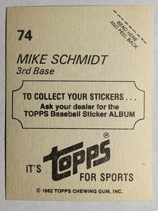 1982 Topps Stickers #74 Mike Schmidt