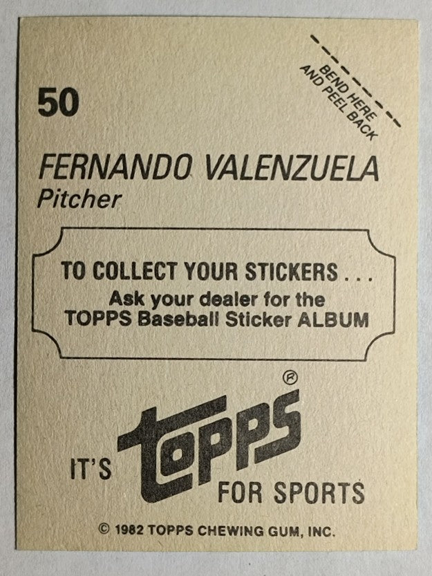 1982 Topps Stickers #50 Fernando Valenzuela