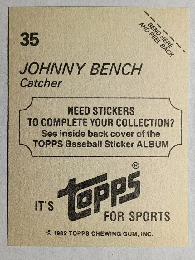 1982 Topps Stickers #35 Johnny Bench