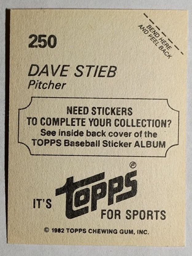 1982 Topps Stickers #250 Dave Stieb