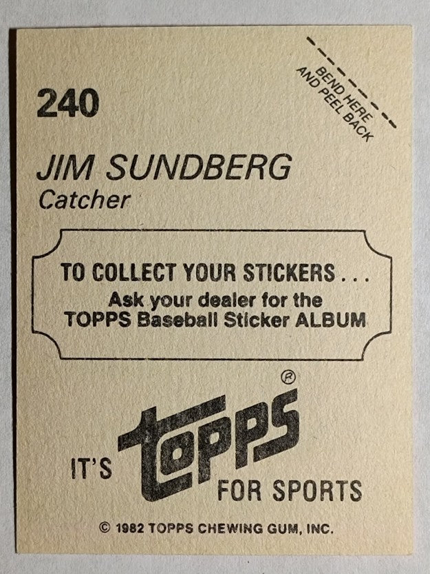 1982 Topps Stickers #240 Jim Sundberg