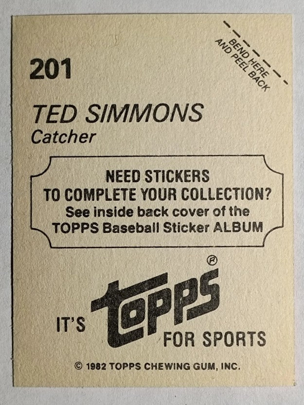 1982 Topps Stickers #201 Ted Simmons
