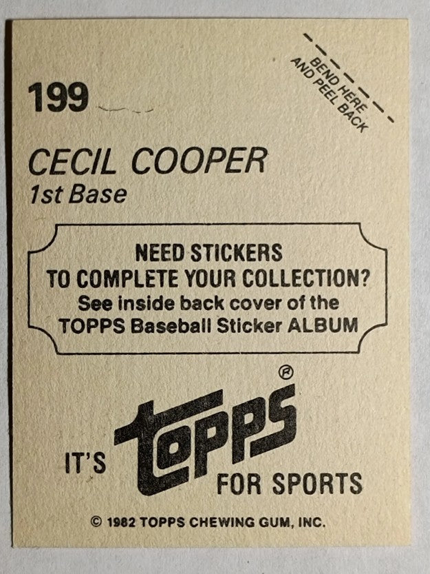 1982 Topps Stickers #199 Cecil Cooper