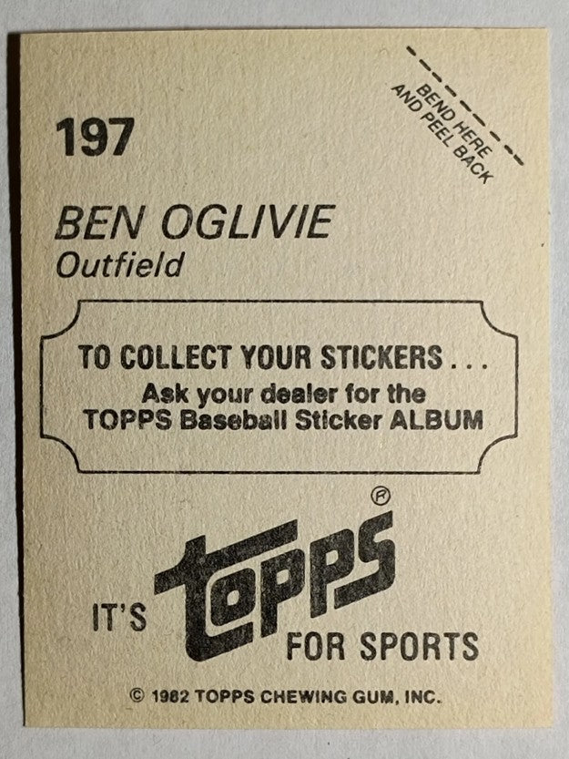 1982 Topps Stickers #197 Ben Oglivie