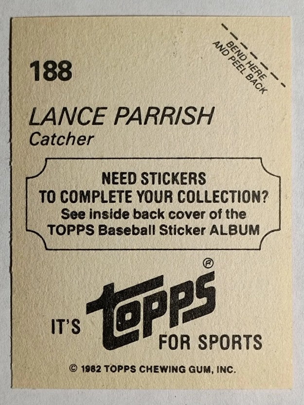 1982 Topps Stickers #188 Lance Parrish