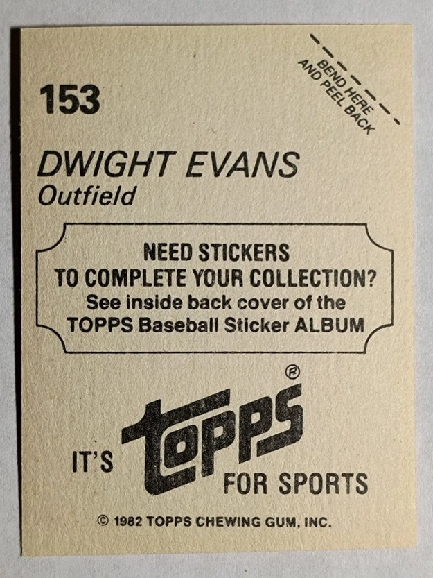 1982 Topps Stickers #153 Dwight Evans