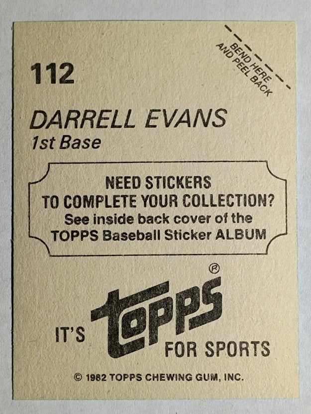 1982 Topps Stickers #112 Darrell Evans