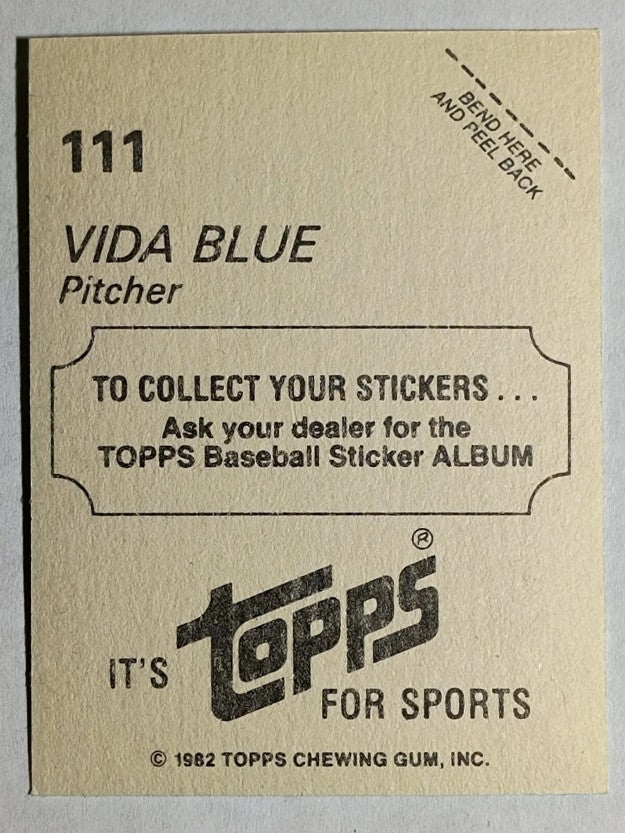 1982 Topps Stickers #111 Vida Blue