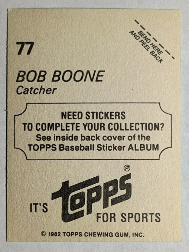 1982 Topps Stickers #77 Bob Boone